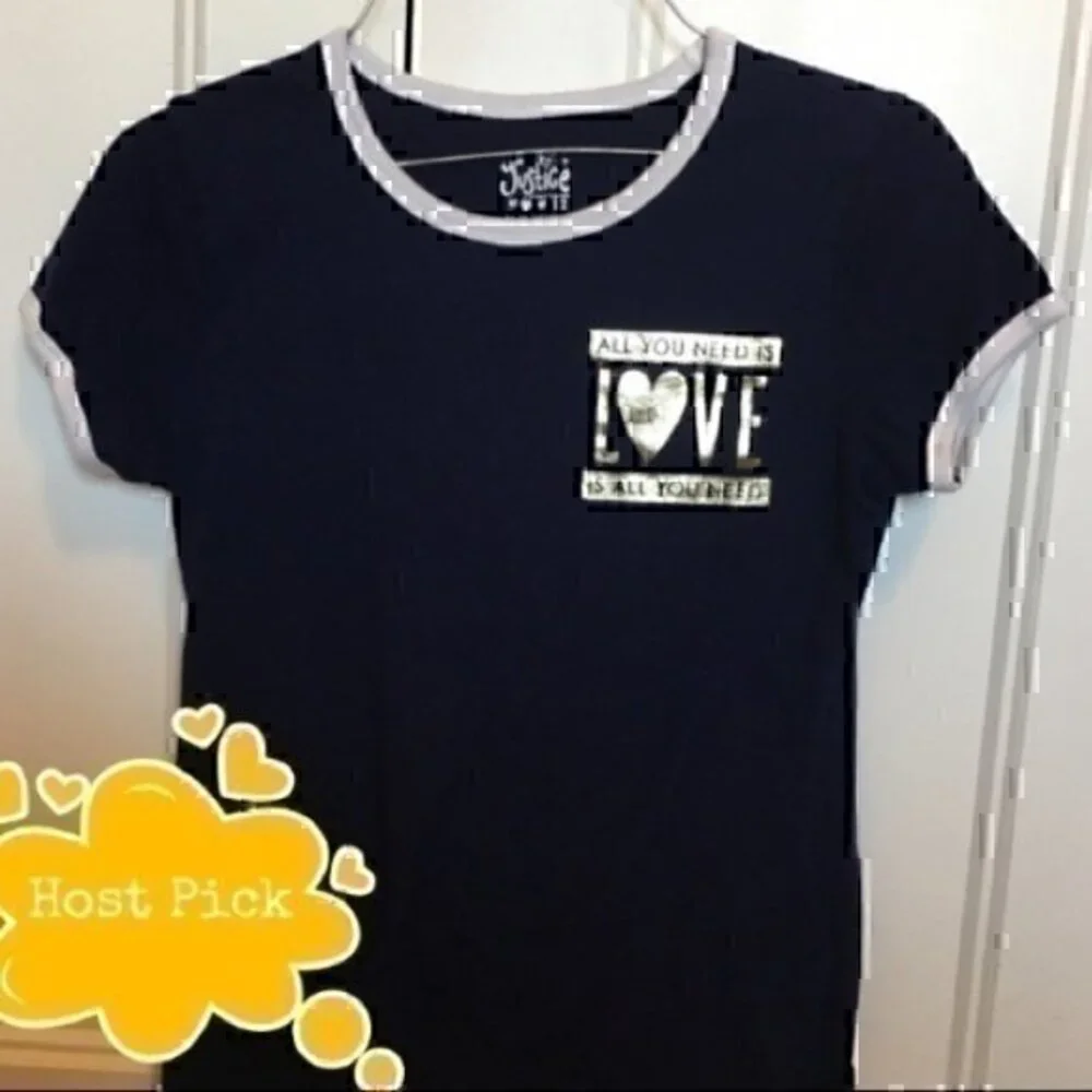 Justice Girls size 12  T-shirt Navy and white